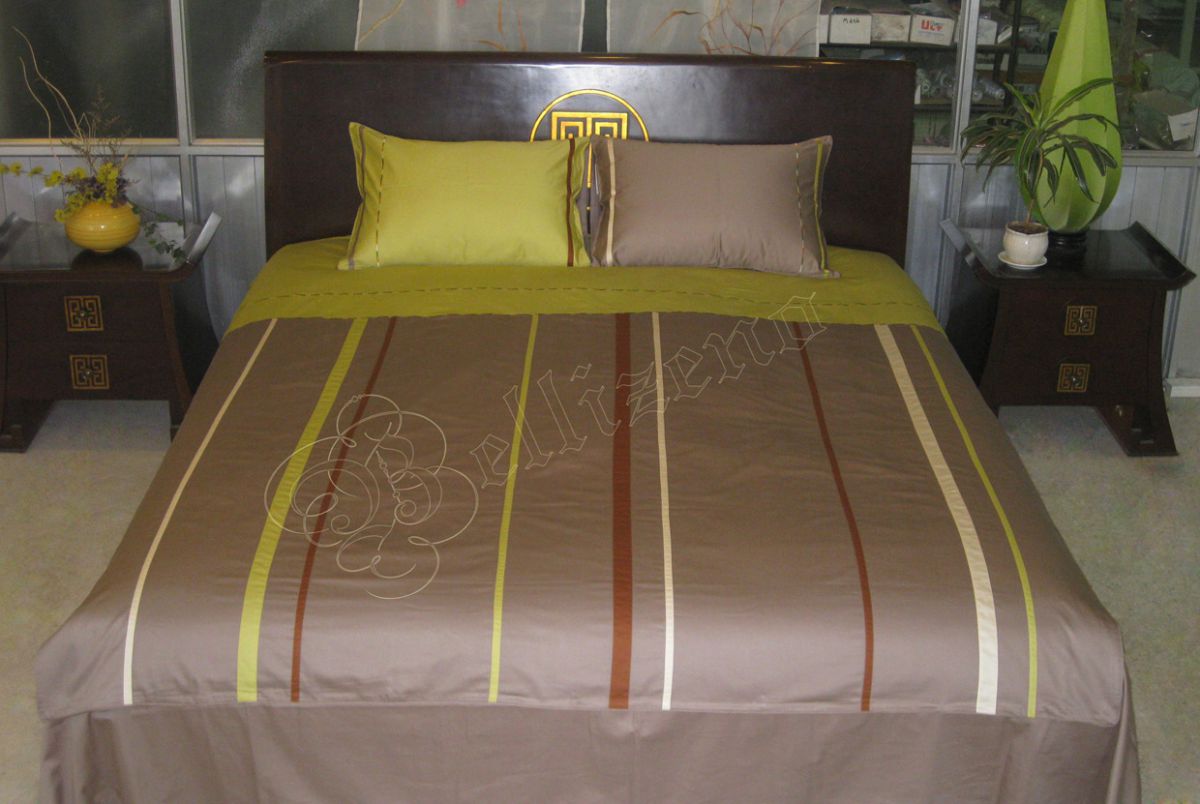Vỏ chăn gối phối màu - nâu đất / xanh cốm